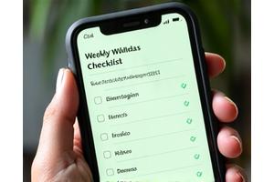 Checklist digital para evaluación semanal de bienestar en una tableta.