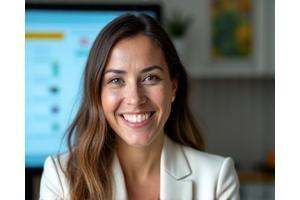 Mujer experta dando una video masterclass sobre nutrición funcional.
