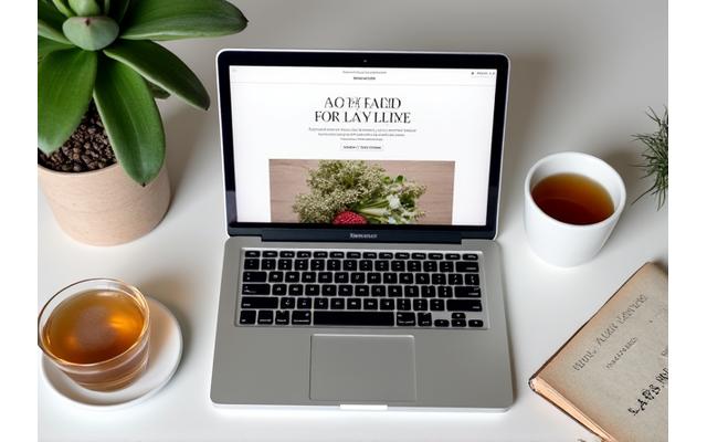 Pantalla de ordenador mostrando la página de un blog con un artículo sobre nutrición y tazas de té al lado.