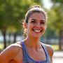 Imagen de Ana, 45 años, con ropa deportiva y una sonrisa radiante.