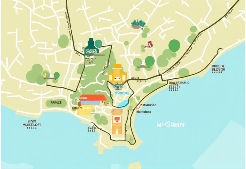 Mapa estilizado de Valencia destacando zonas verdes, mercados de agricultores y rutas ciclistas, con iconos que representan opciones de vida sostenible.